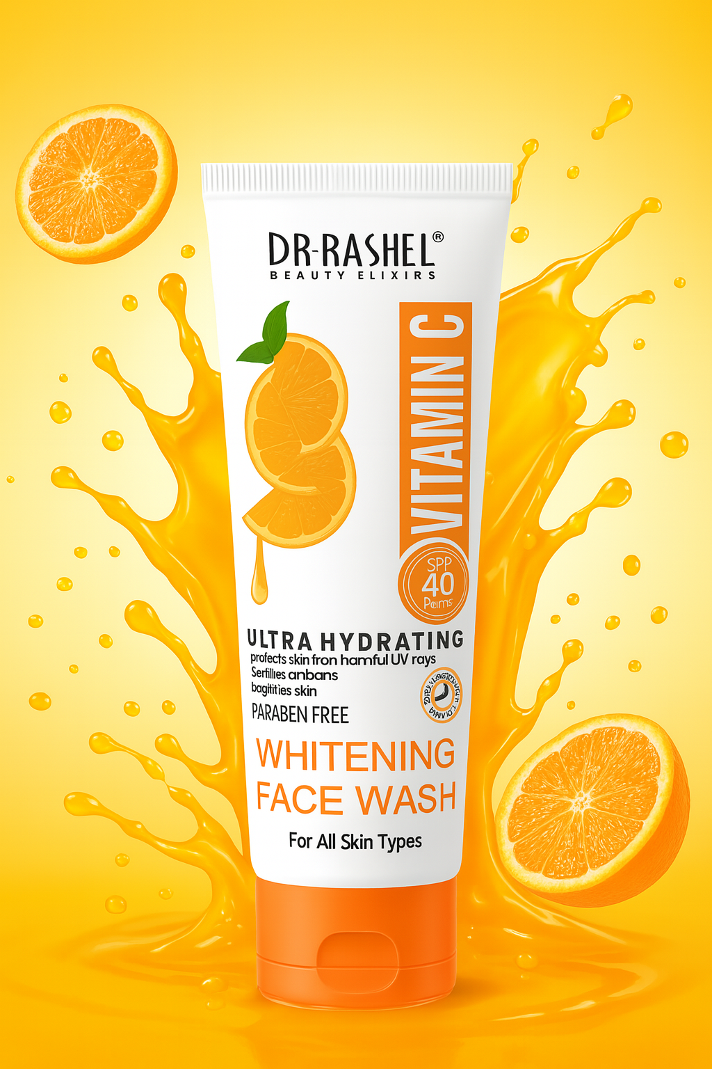 Dr Rashel Vitamin C Ultra Hydrating Whitening Face Wash – Brightening & Moisturizing Cleanser, 100ml