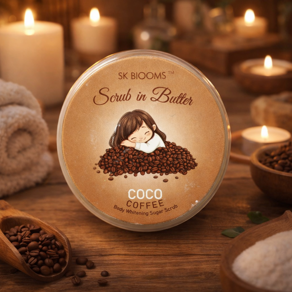 SK Blooms Coco Coffee Scrub in Butter | 2-in-1 Body Whitening Sugar Scrub | Natural Exfoliating & Moisturizing Skin Care Rs 239